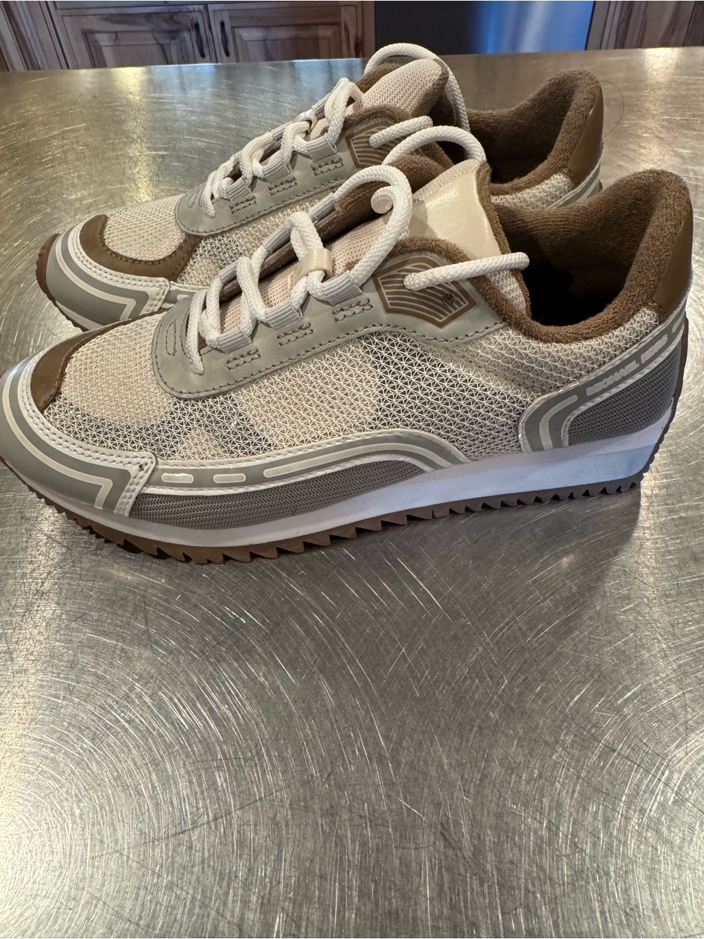 Michael Kors Beige, White and Gray Women's Sneakers - Picture 5 of 8